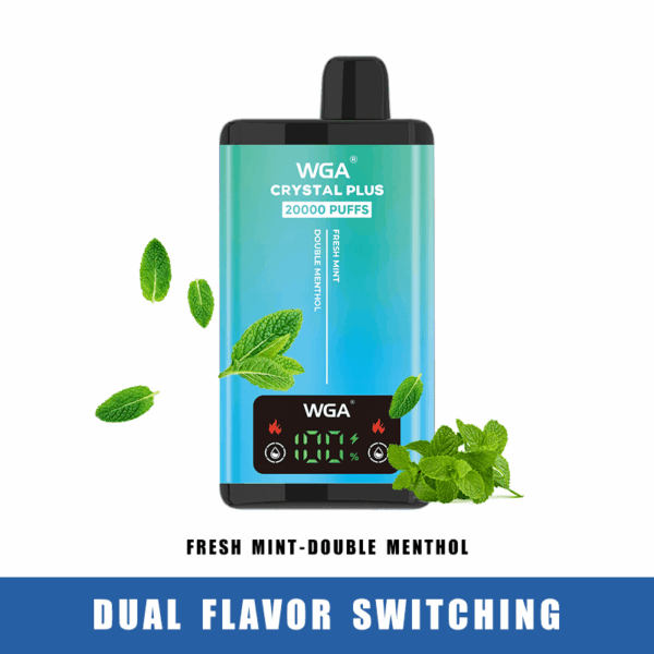 WGA 20000 Dual Flavor Vape | Crystal Pro Max Extra | 2-in-1 Switchable Taste | 650mAh Battery | 20K Puffs | Type-C Fast Charge | LED Screen | Mesh Coil | Disposable Vape | MTL Hit
