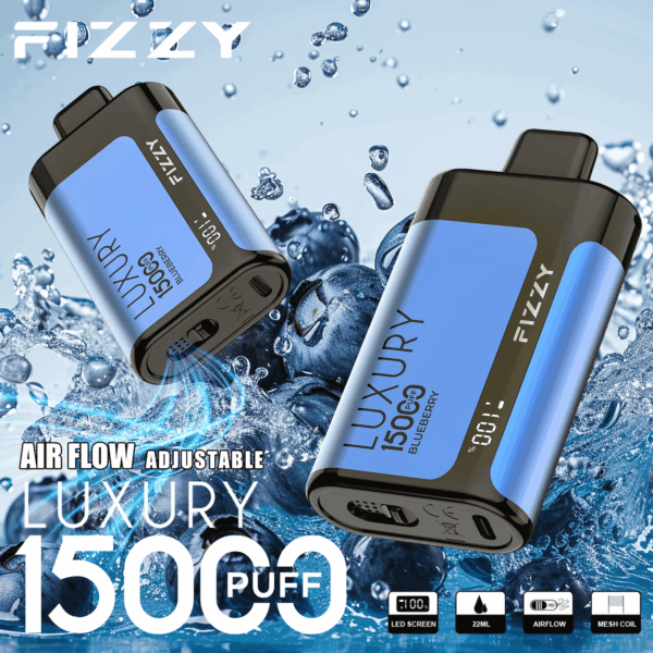 fizzy Luxury 15000 Disposable Vape | 15K Puffs | 22mL E-liquid | Mesh Coil | 2%/5% Nicotine | 650mAh Type-C Recharge | 12 Flavors