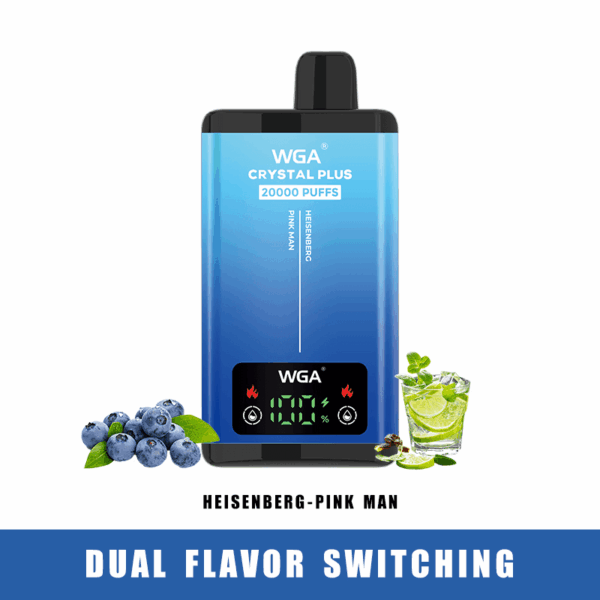 WGA 20000 Dual Flavor Vape | Crystal Pro Max Extra | 2-in-1 Switchable Taste | 650mAh Battery | 20K Puffs | Type-C Fast Charge | LED Screen | Mesh Coil | Disposable Vape | MTL Hit
