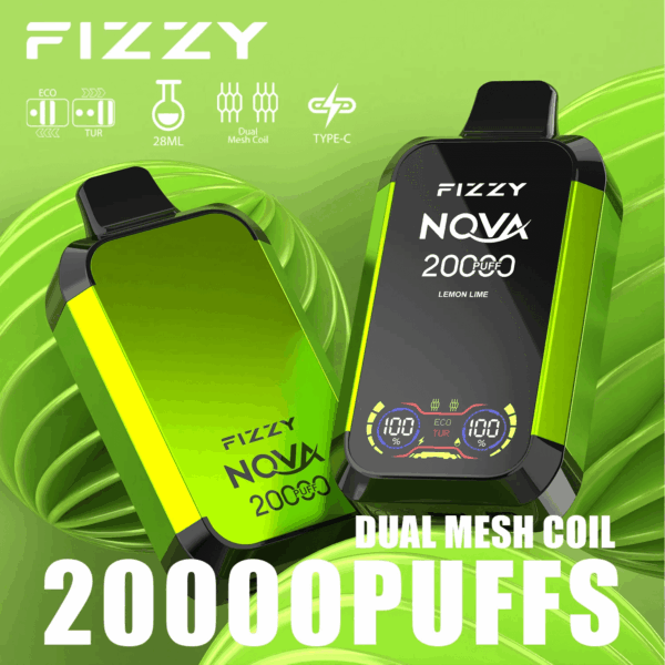 Buy fizzy Nova 20000 Vape – 28mL | 20,000 Puffs | Mesh Coil | Type-C Fast Charging | 2% 5% Nicotine Salt | Sleek Design | 24 Flavor Options