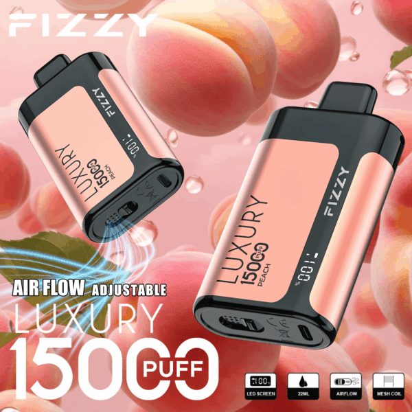 fizzy Luxury 15000 Disposable Vape | 15K Puffs | 22mL E-liquid | Mesh Coil | 2%/5% Nicotine | 650mAh Type-C Recharge | 12 Flavors