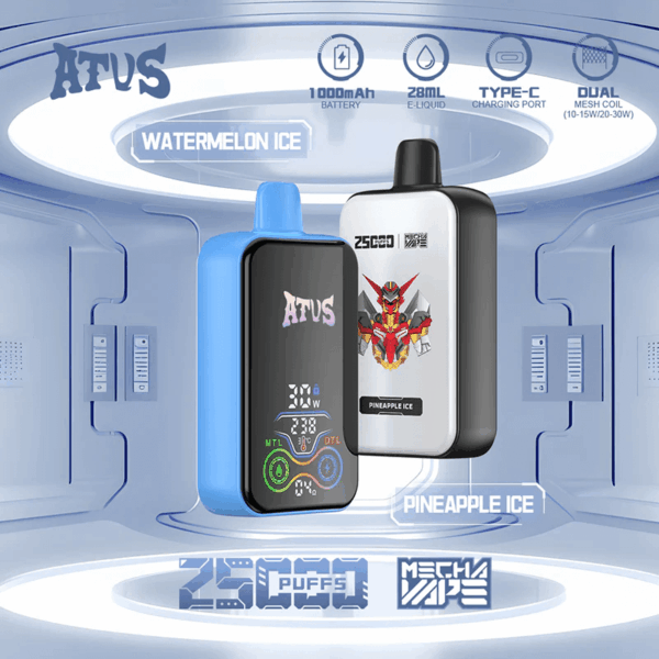 ATVS Vape 25000 Puffs | 2% 5% Nicotine Salt | Dual Mesh Coil | Adjustable 0.4Ω/0.8Ω | Type-C Fast Charge | Big Clouds | Smooth Flavor | Digital Display | 28ml Tank | Long-Lasting Battery | Rechargeable Disposable | Premium Taste | Compact Body | No Leak Design | 1000mAh Battery | DTL MTL Vape | 20 Fruity Flavors | Mesh Technology | Puff Tracker | Reusable Device
