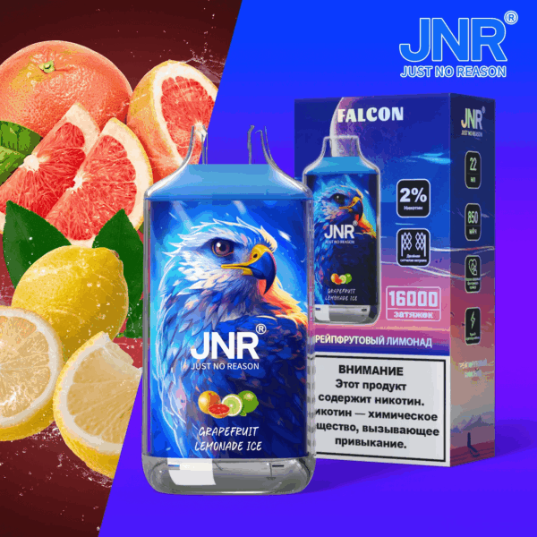 Shop JNR FALCON 16000 – 16,000 Puff Disposable Vape | 2% Nicotine | 850mAh Battery | Dual Mesh Coil | Adjustable Airflow | Crystal Craft Design | 22ml E-Liquid