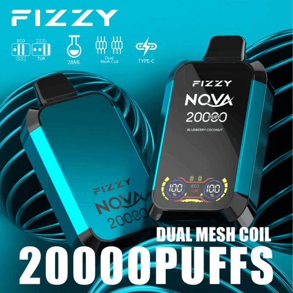Buy fizzy Nova 20000 Vape – 28mL | 20,000 Puffs | Mesh Coil | Type-C Fast Charging | 2% 5% Nicotine Salt | Sleek Design | 24 Flavor Options