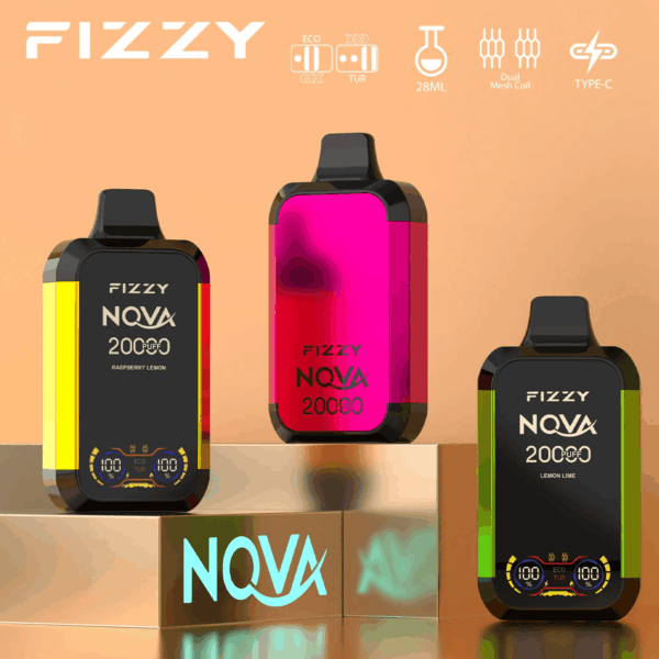Buy fizzy Nova 20000 Vape – 28mL | 20,000 Puffs | Mesh Coil | Type-C Fast Charging | 2% 5% Nicotine Salt | Sleek Design | 24 Flavor Options