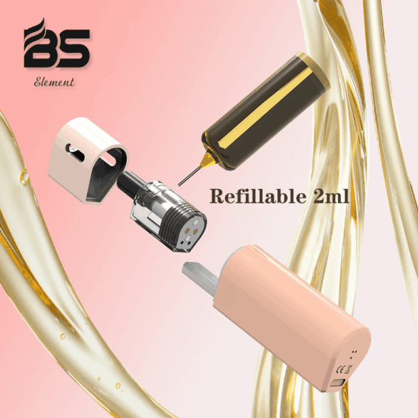 BS Element Refillable by Breze Stiik | Reusable Vape | 2ml Tank | 20W Power | Visible Liquid | Type-C Charging | Mesh Coil | 950mAh Battery | DTL Ready