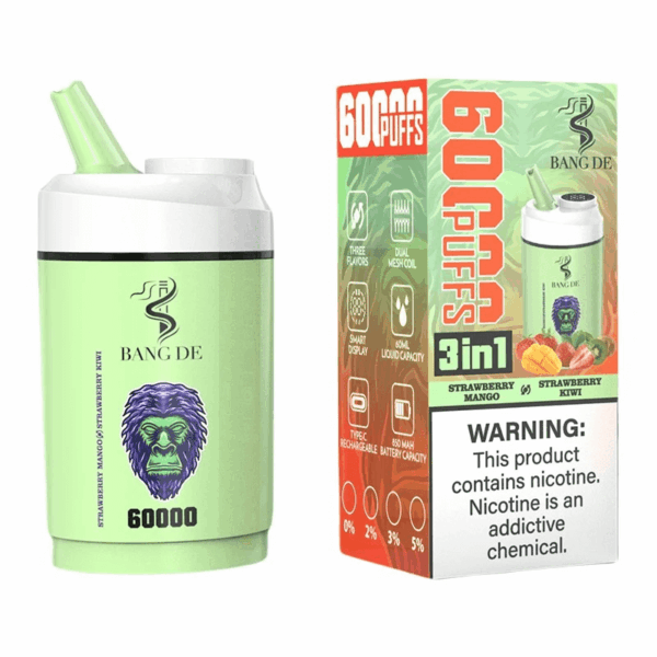 Shop Bang de 60k – 60,000 Puff Disposable Vape | 3-in-1 Flavor Vaping | 60mL Salt Nicotine | LCD Screen | 1.0Ω Mesh Coil | 850mAh Rechargeable Battery | Type-C Port | 0%-5% Nicotine | 12 Flavor Options