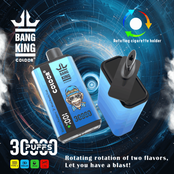 Buy Bang King 30000 Vape | 30K Puffs | Pre-filled 36mL Tank | 0%-5% Nicotine Options | 550mAh Battery | Disposable Vape Pen | 12 Dual Flavor Blends | Type-C Fast Charging | Mesh Coil Technology