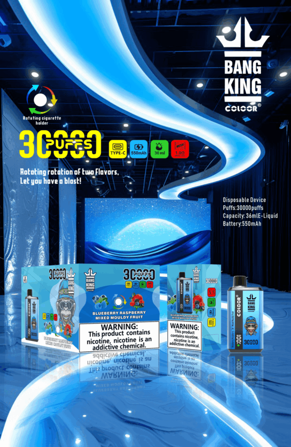 Buy Bang King 30000 Vape | 30K Puffs | Pre-filled 36mL Tank | 0%-5% Nicotine Options | 550mAh Battery | Disposable Vape Pen | 12 Dual Flavor Blends | Type-C Fast Charging | Mesh Coil Technology