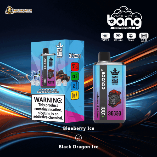 Buy Bang King 30000 Vape | 30K Puffs | Pre-filled 36mL Tank | 0%-5% Nicotine Options | 550mAh Battery | Disposable Vape Pen | 12 Dual Flavor Blends | Type-C Fast Charging | Mesh Coil Technology