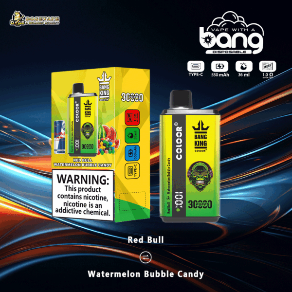 Buy Bang King 30000 Vape | 30K Puffs | Pre-filled 36mL Tank | 0%-5% Nicotine Options | 550mAh Battery | Disposable Vape Pen | 12 Dual Flavor Blends | Type-C Fast Charging | Mesh Coil Technology