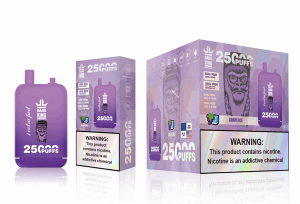Buy Bang King 25000 Vape | 25K Puffs | Pre-filled 46mL Dual POD | 0%-5% Nicotine Options | 650mAh Battery | Disposable Vape Pen | 12 Flavor Selections | Type-C Fast Charging | Adjustable Airflow