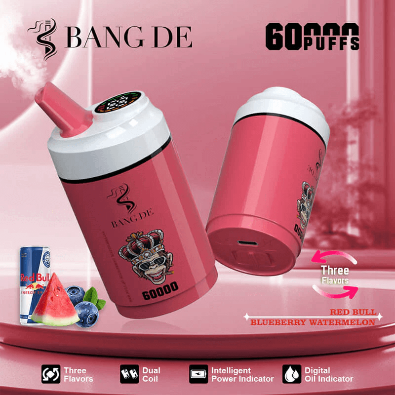 Buy Bang de 60k Vape | 60K Puffs | 3-in-1 Triple Flavor Switch | 60mL Salt Nic | 1.0Ω Mesh Coil | LCD Display | Type-C Fast Charging | 850mAh Battery | 0%-5% Nicotine | Disposable Vape Pen