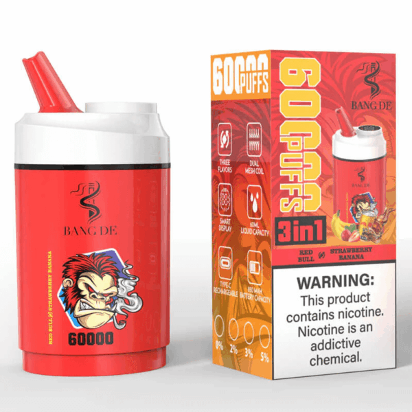 Shop Bang de 60k – 60,000 Puff Disposable Vape | 3-in-1 Flavor Vaping | 60mL Salt Nicotine | LCD Screen | 1.0Ω Mesh Coil | 850mAh Rechargeable Battery | Type-C Port | 0%-5% Nicotine | 12 Flavor Options