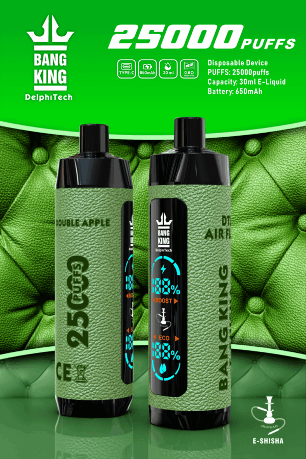 Buy Bang King Shisha 25000 Vape | 25K Puffs | Pre-filled 30mL Tank | 0%-5% Nicotine Options | 650mAh Battery | Disposable Vape Pen | 12 Shisha Flavors | Type-C Fast Charging | OEM Available