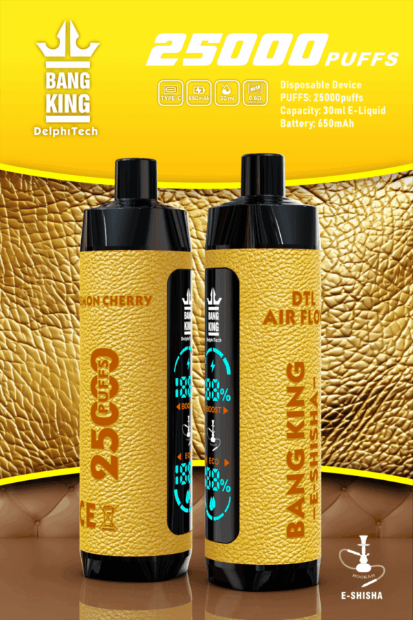 Buy Bang King Shisha 25000 Vape | 25K Puffs | Pre-filled 30mL Tank | 0%-5% Nicotine Options | 650mAh Battery | Disposable Vape Pen | 12 Shisha Flavors | Type-C Fast Charging | OEM Available