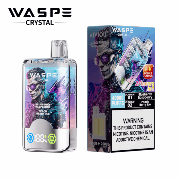 Buy WASPE Crystal 40000 Vape | 40K Puffs | Dual Flavor Vaping | LED Display | Salt Nic 32mL | Type-C Rechargeable | 0.9Ω Mesh Coil | 850mAh Battery | 0% 2% 5% Nicotine | Disposable Vape