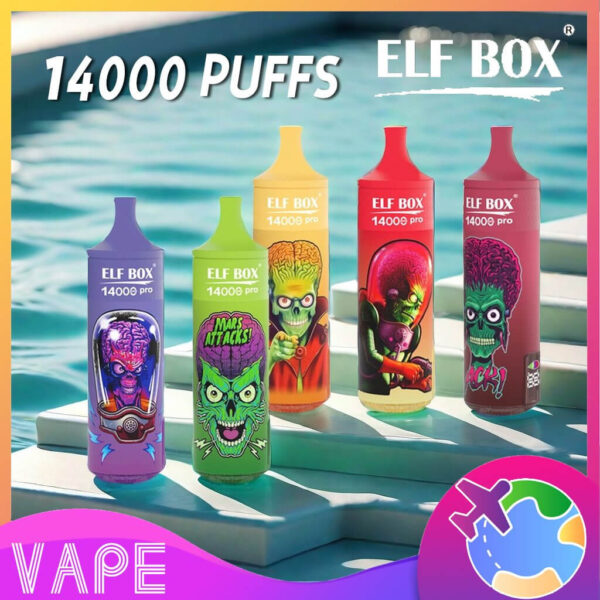 Shop ELF BOX RGB14000 Pro Vape – 14,000 Puff Disposable | LED Display | RGB Glow | 25mL Salt Nicotine | 0%-5% Strength | Mesh Coil 1.0Ω | 18250 600mAh Battery | Type-C Port | 12 Flavors