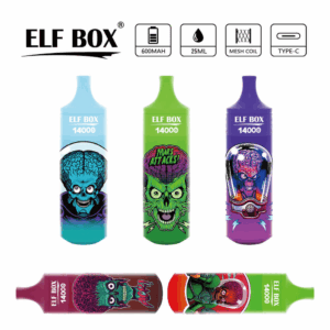 Shop Elf Box 14000 – 14,000 Puff Disposable Vape | 25mL Salt Nicotine | 0%-5% Nic Strength | 1.0Ω Mesh Coil | RGB Light Vape | 600mAh Battery | Type-C Charging | With Lanyard | 10 Flavors