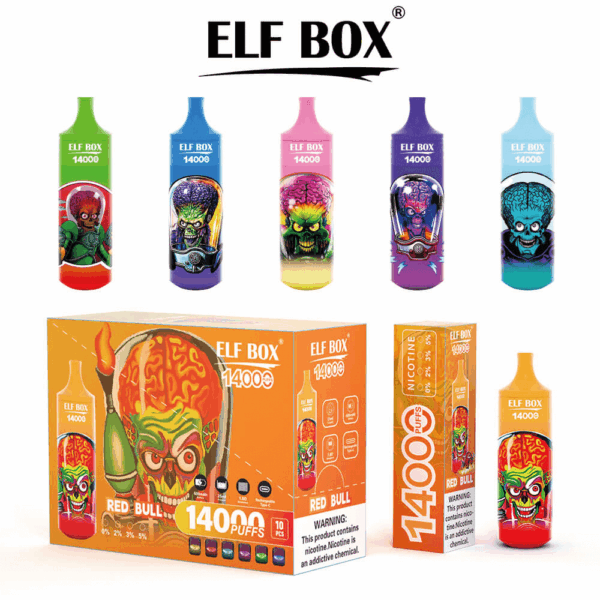 Shop Elf Box 14000 – 14,000 Puff Disposable Vape | 25mL Salt Nicotine | 0%-5% Nic Strength | 1.0Ω Mesh Coil | RGB Light Vape | 600mAh Battery | Type-C Charging | With Lanyard | 10 Flavors