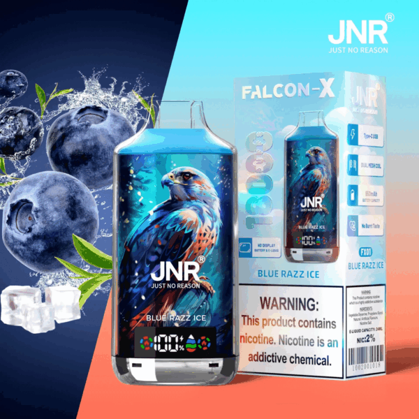 Buy JNR FALCON X 18000 Vape | 18K Puffs | 2% Nicotine | 950mAh Battery | 24ml E-Liquid | Dual Mesh Coil | Digital Display | Adjustable Airflow