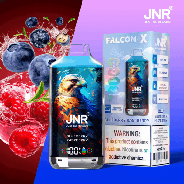 Buy JNR FALCON X 18000 Vape | 18K Puffs | 2% Nicotine | 950mAh Battery | 24ml E-Liquid | Dual Mesh Coil | Digital Display | Adjustable Airflow