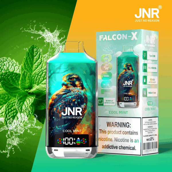 Buy JNR FALCON X 18000 Vape | 18K Puffs | 2% Nicotine | 950mAh Battery | 24ml E-Liquid | Dual Mesh Coil | Digital Display | Adjustable Airflow