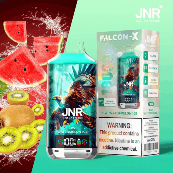 Buy JNR FALCON X 18000 Vape | 18K Puffs | 2% Nicotine | 950mAh Battery | 24ml E-Liquid | Dual Mesh Coil | Digital Display | Adjustable Airflow