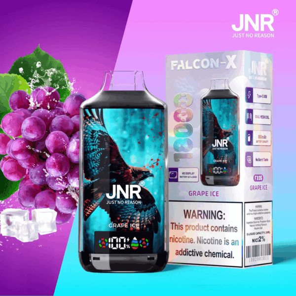 Buy JNR FALCON X 18000 Vape | 18K Puffs | 2% Nicotine | 950mAh Battery | 24ml E-Liquid | Dual Mesh Coil | Digital Display | Adjustable Airflow