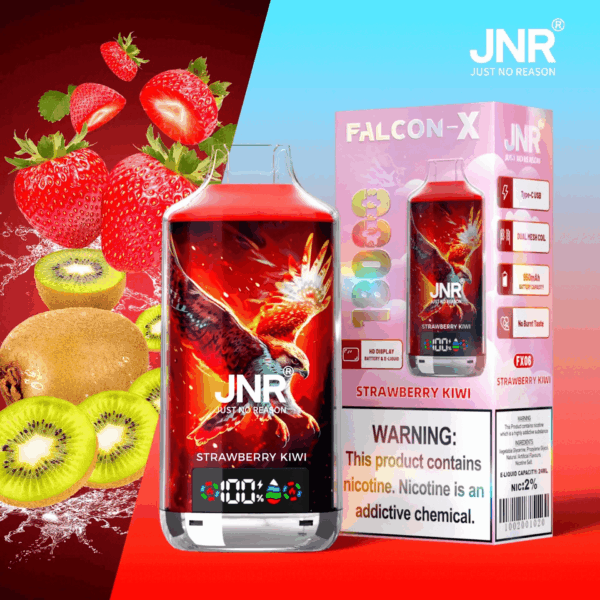 Buy JNR FALCON X 18000 Vape | 18K Puffs | 2% Nicotine | 950mAh Battery | 24ml E-Liquid | Dual Mesh Coil | Digital Display | Adjustable Airflow