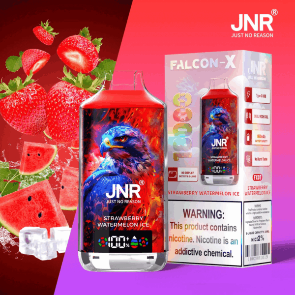 Buy JNR FALCON X 18000 Vape | 18K Puffs | 2% Nicotine | 950mAh Battery | 24ml E-Liquid | Dual Mesh Coil | Digital Display | Adjustable Airflow