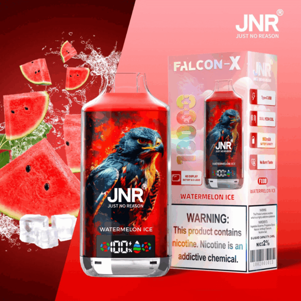 Buy JNR FALCON X 18000 Vape | 18K Puffs | 2% Nicotine | 950mAh Battery | 24ml E-Liquid | Dual Mesh Coil | Digital Display | Adjustable Airflow