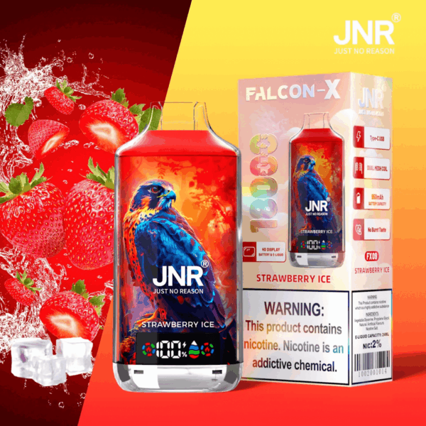 Buy JNR FALCON X 18000 Vape | 18K Puffs | 2% Nicotine | 950mAh Battery | 24ml E-Liquid | Dual Mesh Coil | Digital Display | Adjustable Airflow