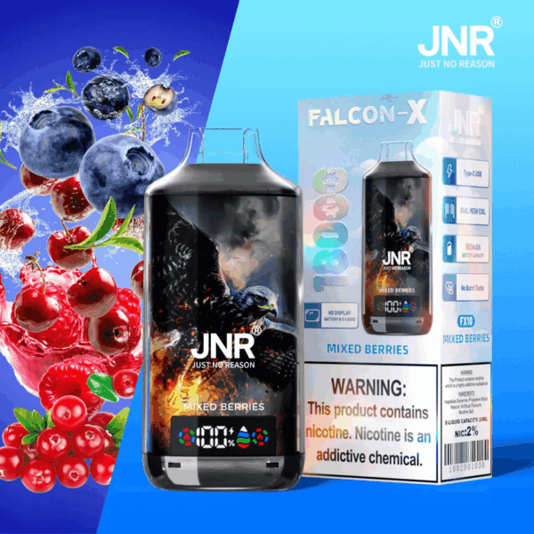 Buy JNR FALCON X 18000 Vape | 18K Puffs | 2% Nicotine | 950mAh Battery | 24ml E-Liquid | Dual Mesh Coil | Digital Display | Adjustable Airflow