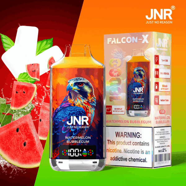 Buy JNR FALCON X 18000 Vape | 18K Puffs | 2% Nicotine | 950mAh Battery | 24ml E-Liquid | Dual Mesh Coil | Digital Display | Adjustable Airflow