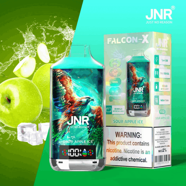 Buy JNR FALCON X 18000 Vape | 18K Puffs | 2% Nicotine | 950mAh Battery | 24ml E-Liquid | Dual Mesh Coil | Digital Display | Adjustable Airflow