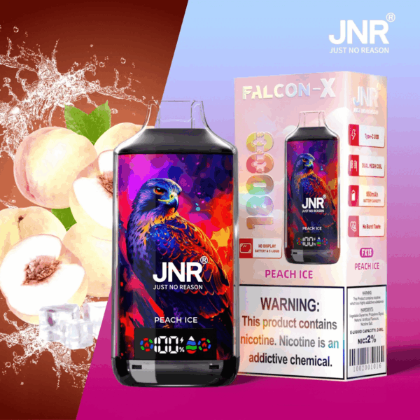 Buy JNR FALCON X 18000 Vape | 18K Puffs | 2% Nicotine | 950mAh Battery | 24ml E-Liquid | Dual Mesh Coil | Digital Display | Adjustable Airflow