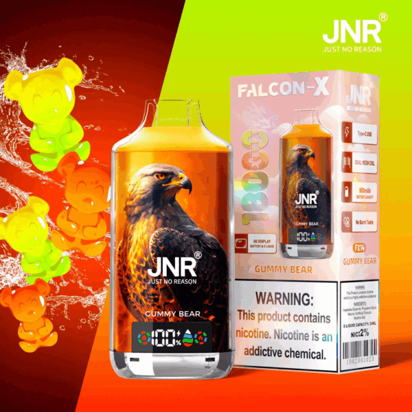 Buy JNR FALCON X 18000 Vape | 18K Puffs | 2% Nicotine | 950mAh Battery | 24ml E-Liquid | Dual Mesh Coil | Digital Display | Adjustable Airflow