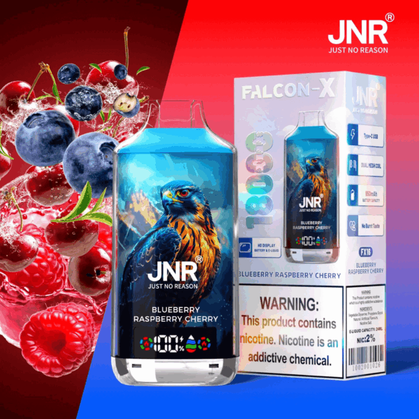 Buy JNR FALCON X 18000 Vape | 18K Puffs | 2% Nicotine | 950mAh Battery | 24ml E-Liquid | Dual Mesh Coil | Digital Display | Adjustable Airflow