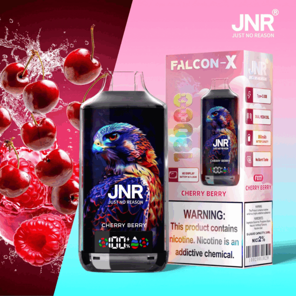 Buy JNR FALCON X 18000 Vape | 18K Puffs | 2% Nicotine | 950mAh Battery | 24ml E-Liquid | Dual Mesh Coil | Digital Display | Adjustable Airflow