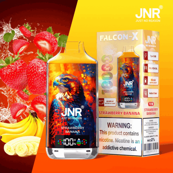 Buy JNR FALCON X 18000 Vape | 18K Puffs | 2% Nicotine | 950mAh Battery | 24ml E-Liquid | Dual Mesh Coil | Digital Display | Adjustable Airflow