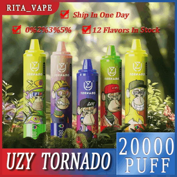 Shop UZY Tornado 20000 Vape – 23mL Pod | 20,000 Puffs | 0%-5% Nicotine Salt | 850mAh Rechargeable Battery | Type-C Fast Charging | Mesh Coil Disposable | 12 Flavor Options | Sleek Long-Lasting Vape