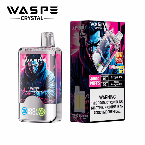 Buy WASPE Crystal 40000 Vape | 40K Puffs | Dual Flavor Vaping | LED Display | Salt Nic 32mL | Type-C Rechargeable | 0.9Ω Mesh Coil | 850mAh Battery | 0% 2% 5% Nicotine | Disposable Vape
