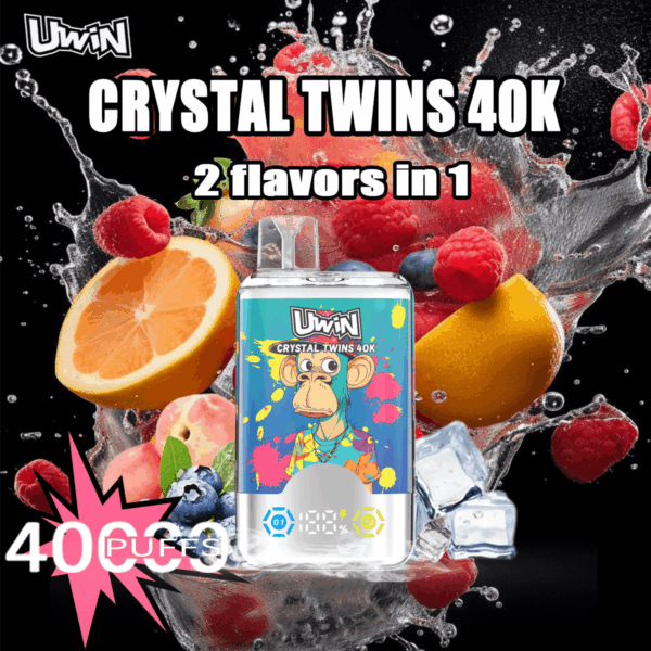 Buy Uwin Twins Crystal 40000 Vape | 40,000 Puffs | Dual Mesh Coil | 2% & 5% Nicotine | Type-C Fast Charging | LED Screen | Dual Flavors