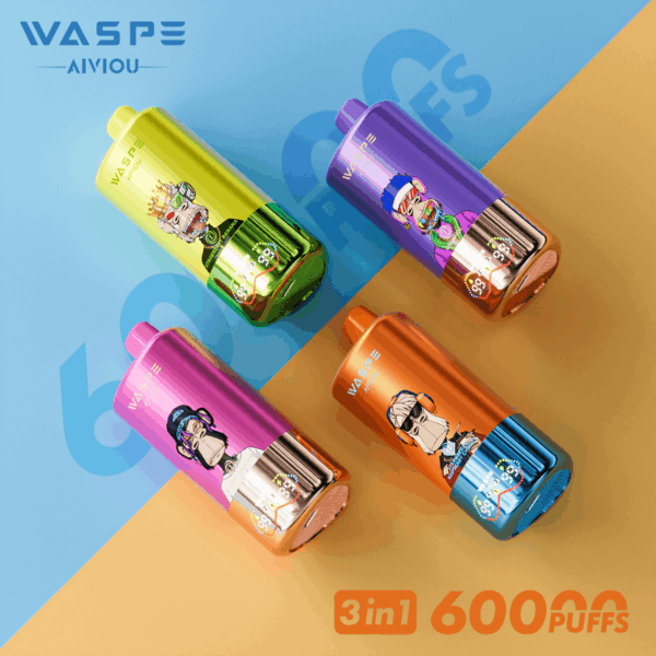 Buy WASPE 60000 Vape | Triple Flavor System | 60K Puffs | 54mL Salt Nic | Triple Mesh Coil | LED Display | Type-C Charging | 0%-5% Nicotine | 650mAh Battery | Disposable Vape Pen