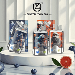Buy UZY Crystal Twin 50000 | Dual Flavor Vape | 50K Puffs | 40mL Salt Nic | Type-C Fast Charging | 850mAh Rechargeable Battery | LED Screen | Mesh Coil Clouds | Sleek Crystal Shell