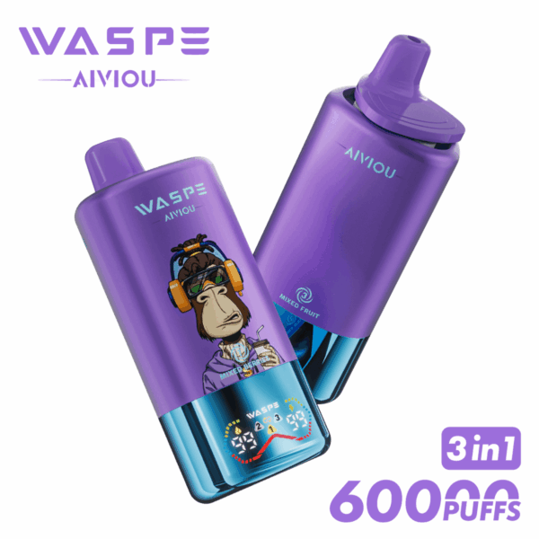 Buy WASPE 60000 Vape | Triple Flavor System | 60K Puffs | 54mL Salt Nic | Triple Mesh Coil | LED Display | Type-C Charging | 0%-5% Nicotine | 650mAh Battery | Disposable Vape Pen