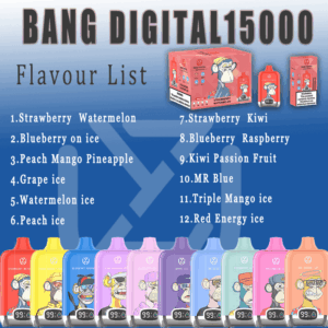Shop UZY Bang Digital 15000 Vape – 15,000 Puffs | LED Display | 0-5% Nicotine Salt | 20mL Prefilled Tank | Rechargeable 850mAh Battery | Type-C Fast Charging | Mesh Coil Vapor | Disposable Vape Pen