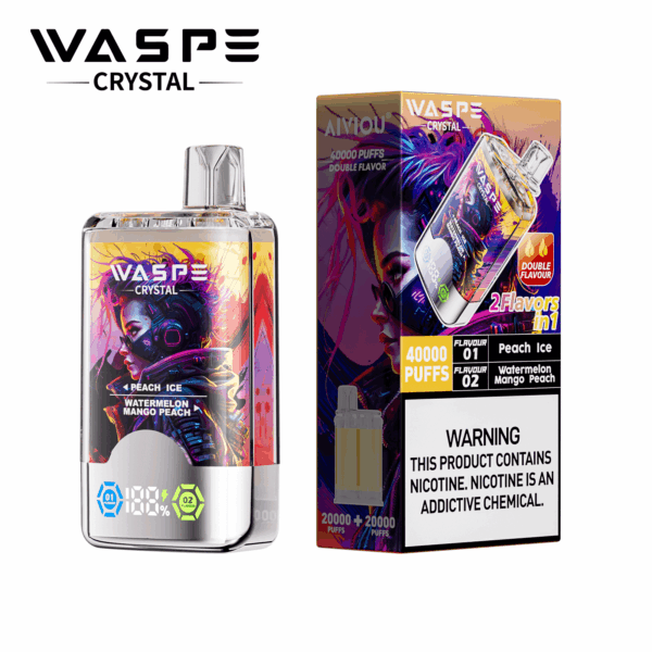 Buy WASPE Crystal 40000 Vape | 40K Puffs | Dual Flavor Vaping | LED Display | Salt Nic 32mL | Type-C Rechargeable | 0.9Ω Mesh Coil | 850mAh Battery | 0% 2% 5% Nicotine | Disposable Vape