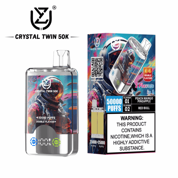 Shop UZY Crystal Twin 50K Vape – 50000 Puffs | Dual Mesh Coil | 40mL Salt Nicotine | LED Smart Display | Dual Flavor Switch Vape | 0-5% Nicotine | 850mAh Type-C Rechargeable Vape | Stylish Crystal Body